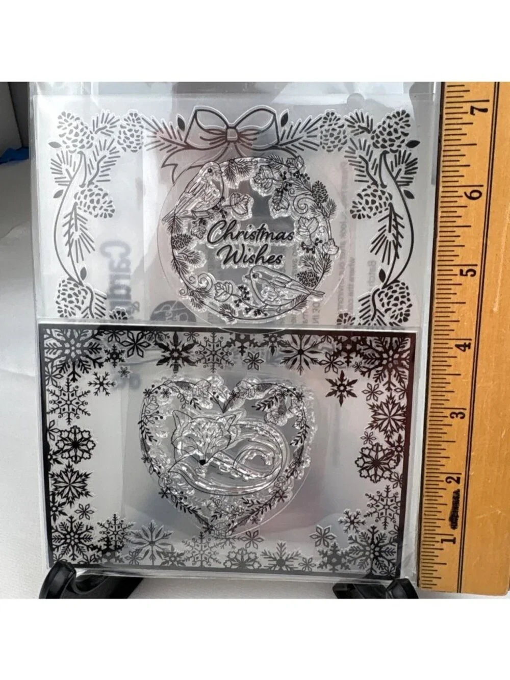 Embossing Folder Cling Stamps Christmas Winter Wreath Fox Heart Design Jennifer
